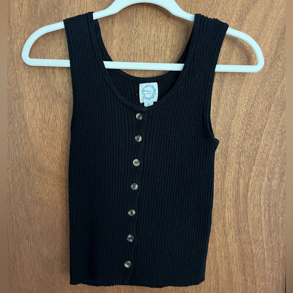 Black button up tank top